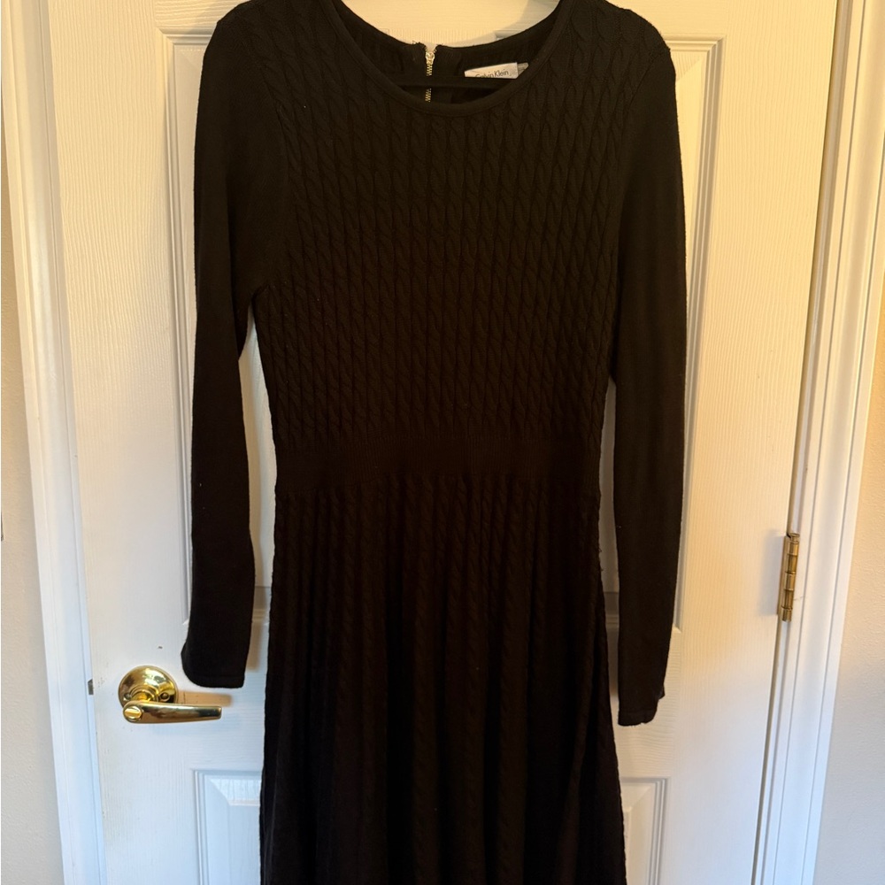 Calvin Klein knitted Black Long Sleeve Dress - midi